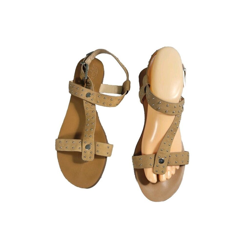 Vince Camuto Women's Size 7.5 M Sandals Brown Tan Leather Studded Ravensa (153